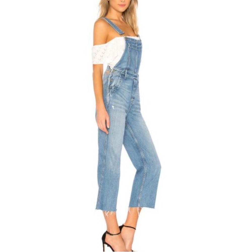 GRLFRND Light Wash Denim Overalls Jumpsuit